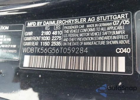 2006 Mercedes-Benz Clk 350 z USA, uszkodzony, nr VIN WDBTK56G56T059284